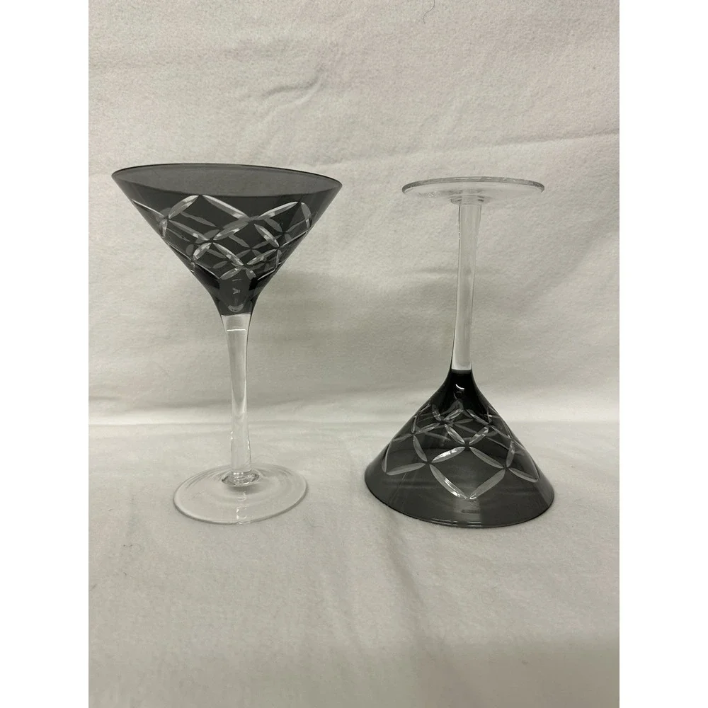 Gray Cut To Clear Martini Glasses 7